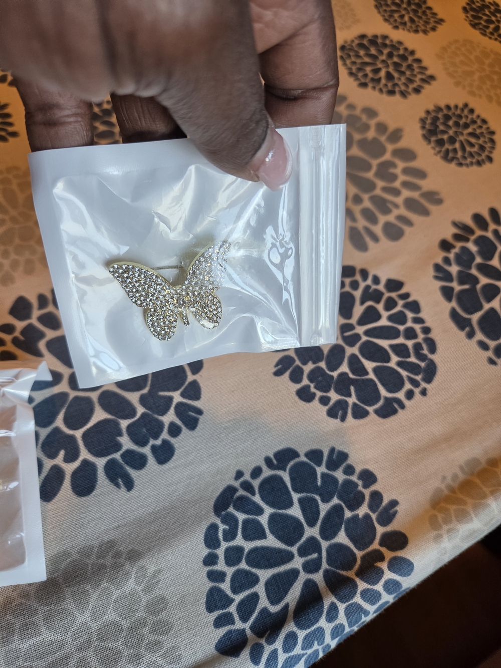 Gold Rhinestone Butterfly Pin